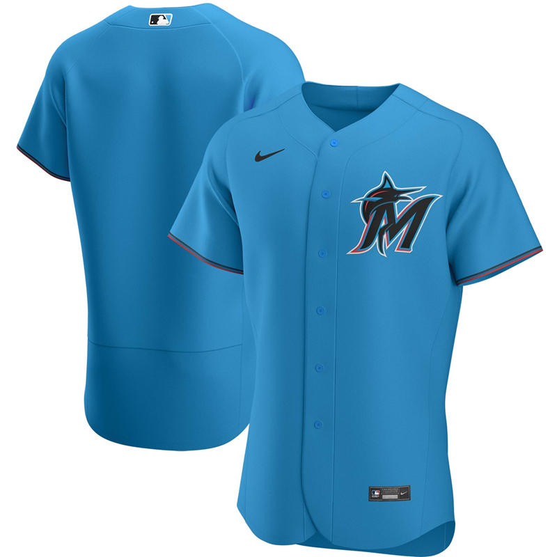 2020 MLB Men Miami Marlins Nike Blue Alternate 2020 Authentic Team Jersey 1->customized mlb jersey->Custom Jersey